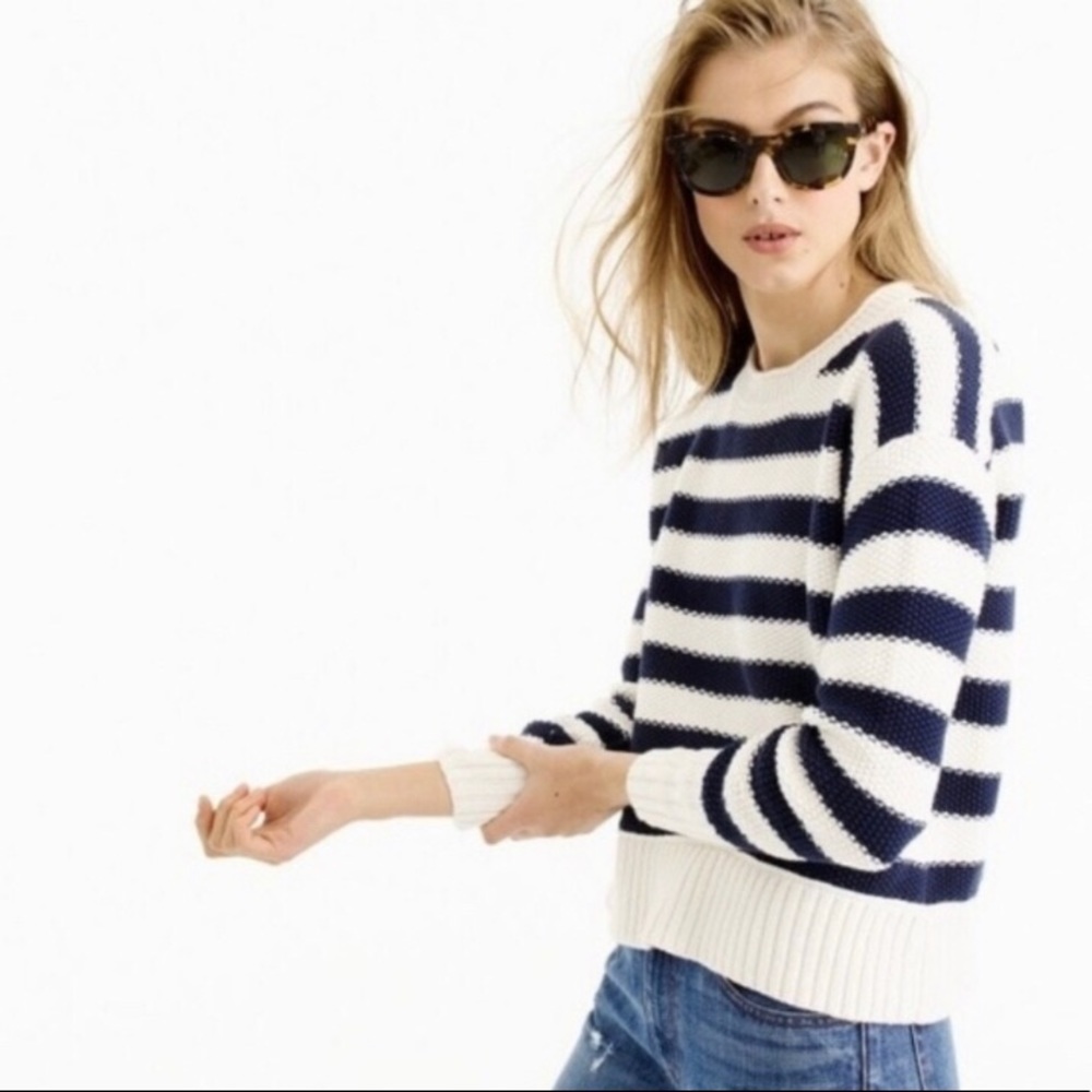 J.Crew navy and white knit sweater